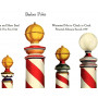 Affiche Style Vintage "5 Barber Poles" pour Barbershop