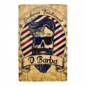 Plaque Émaillée pour Barbershop "O Barba"