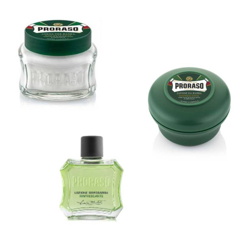 Avant-Rasage + Savon à Barbe + Lotion "Eucalyptus" - Proraso