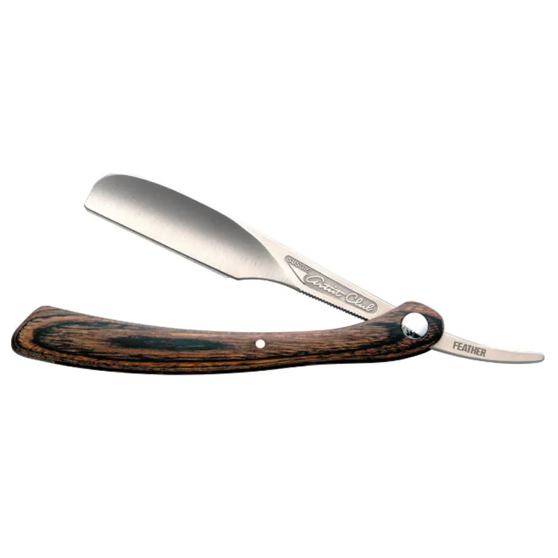 Rasoir de Barbier "Artist Club DX" Manche en Bois - Feather
