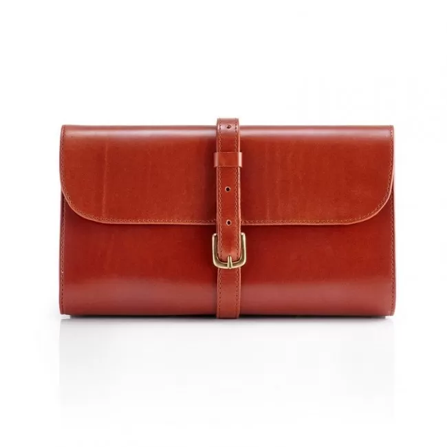 Trousse de toilette en cuir sellier fauve "Military" Daines & Hathaway
