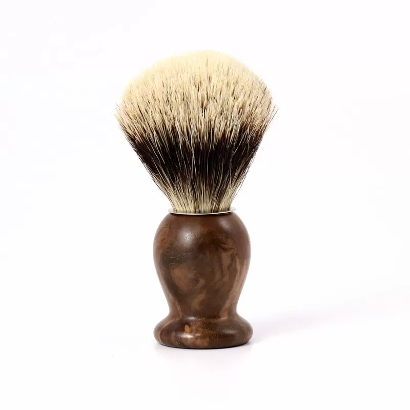 Blaireau de Rasage en Ronce de Noyer "Blanc Européen" - Gentleman Barbier