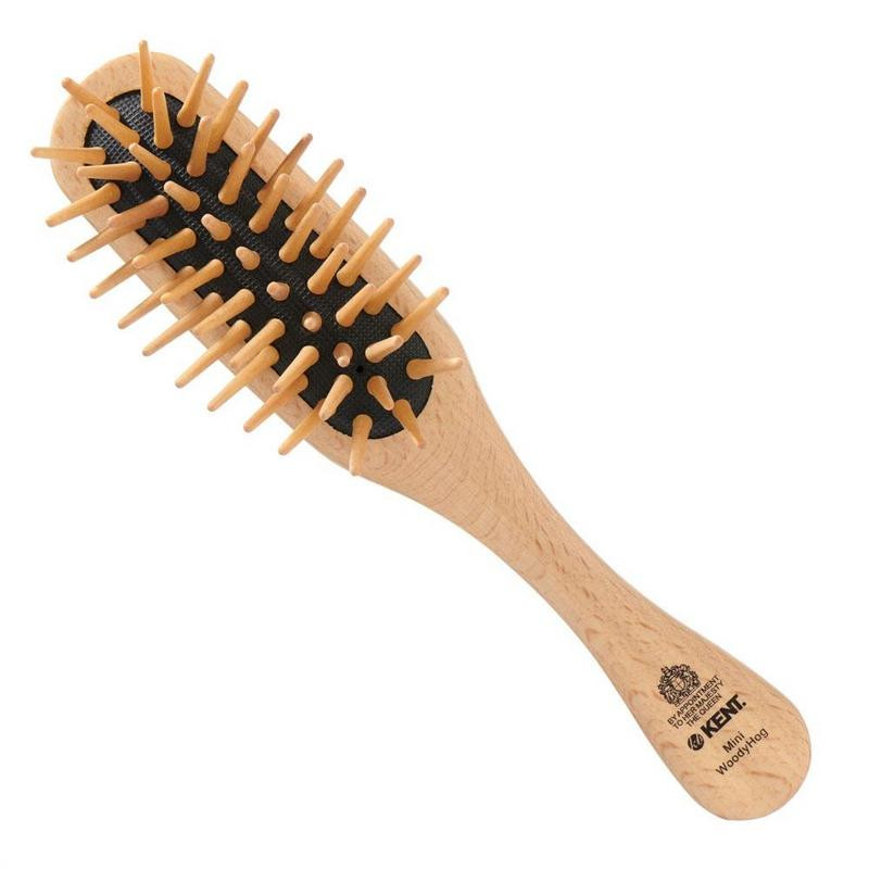 Mini Brosse à Cheveux "Woody Hog" Pointes Bois - Kent