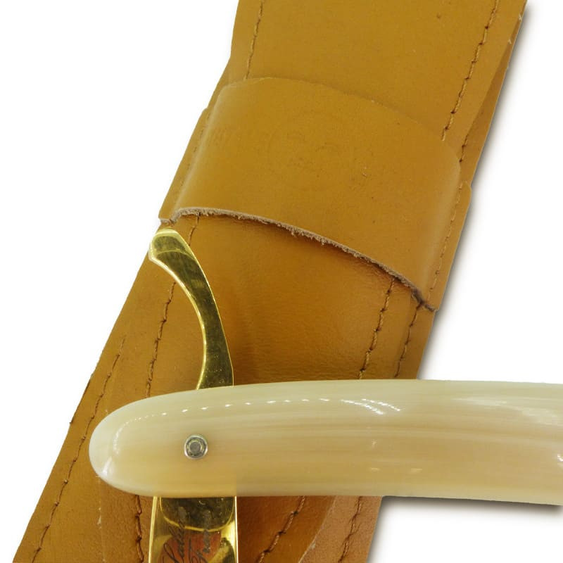 Étui En Cuir Brun Gustave Lalune Pour Rasoir Coupe-choux - Protection Et Style Rétro