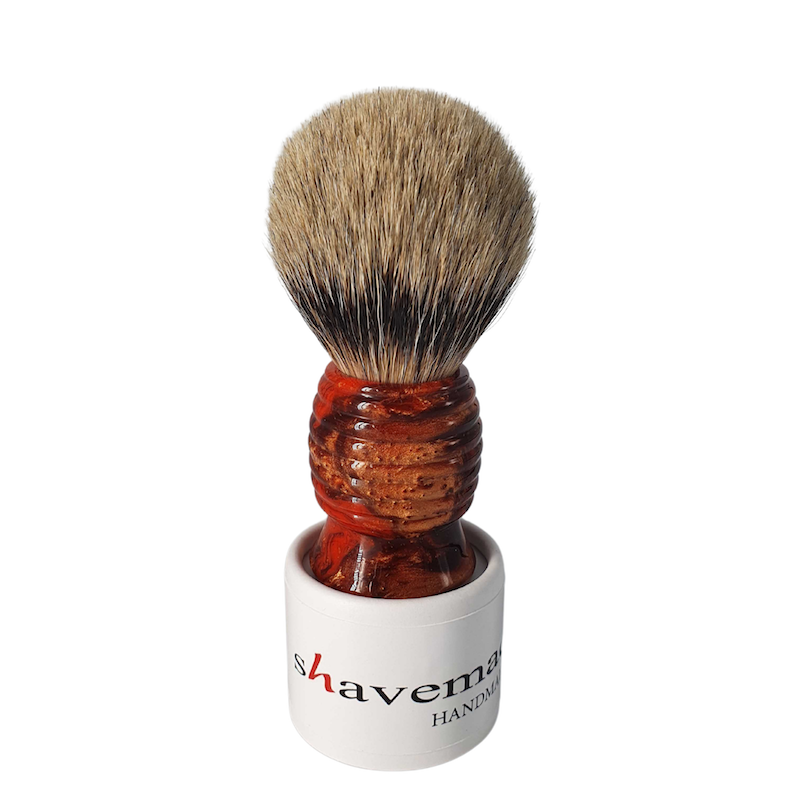 Blaireau De Rasage Dr. Dittmar – Poils Silvertip 2-Bandes, Manche Acétate Karameloptik – Allemagne