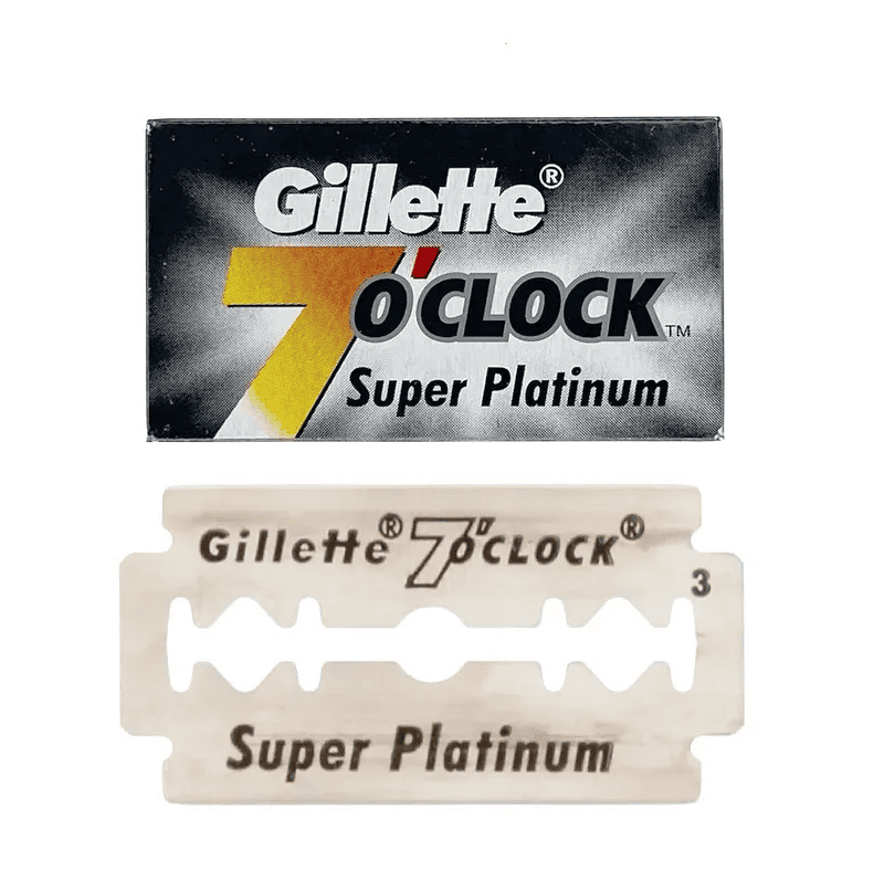 Lames de Rasoir Gillette "7 O'Clock" Super Platinum - Étui de 5 ou 10