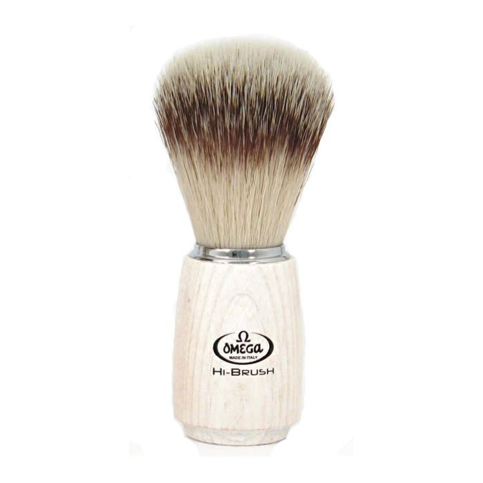 Blaireau de Rasage Synthétique "Hi Brush" en Bois Blanc - Omega