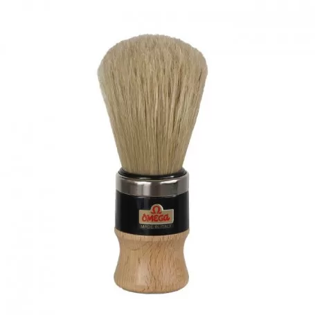 Blaireau de Rasage en Soies de Porc, Bois et Métal - Omega