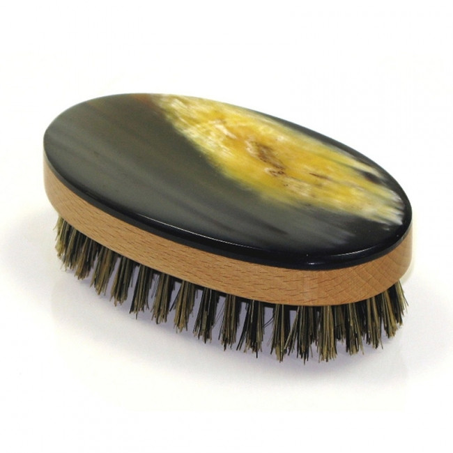 Brosse à Cheveux Military en Bois Plaqué Corne Véritable - Abbeyhorn