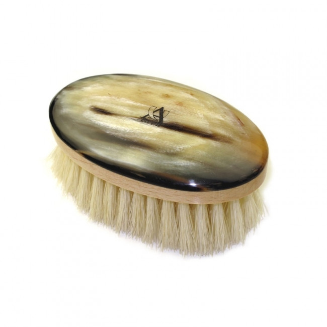 Brosse à Moustache Ovale en Bois et Corne Véritable - Abbeyhorn