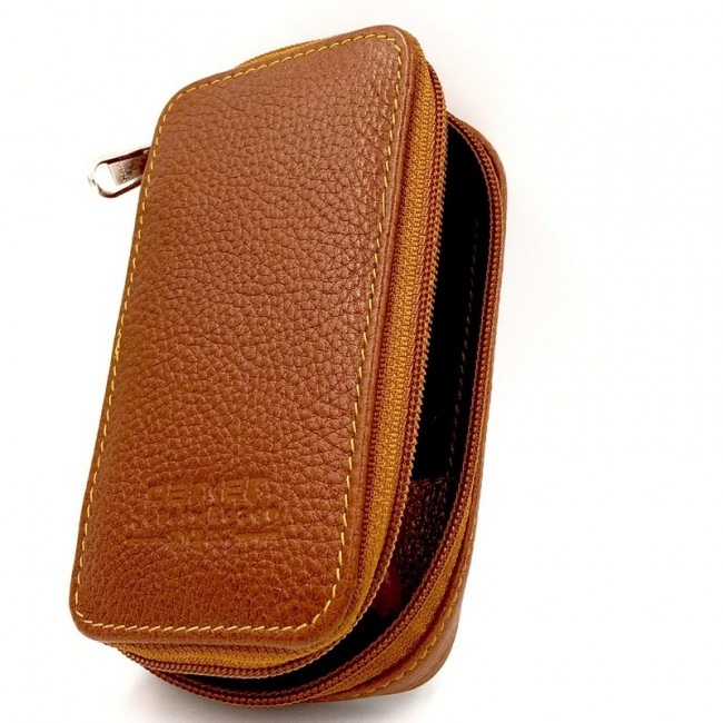 Trousse de Voyage en Cuir Marron pour Rasoir et Lames - Parker