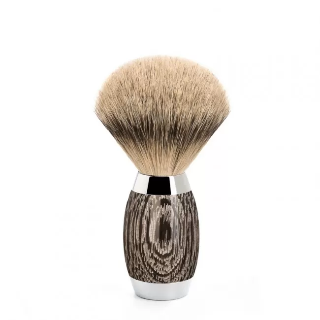 Blaireau de Rasage en Bois Fossilisé et Argent - Mühle