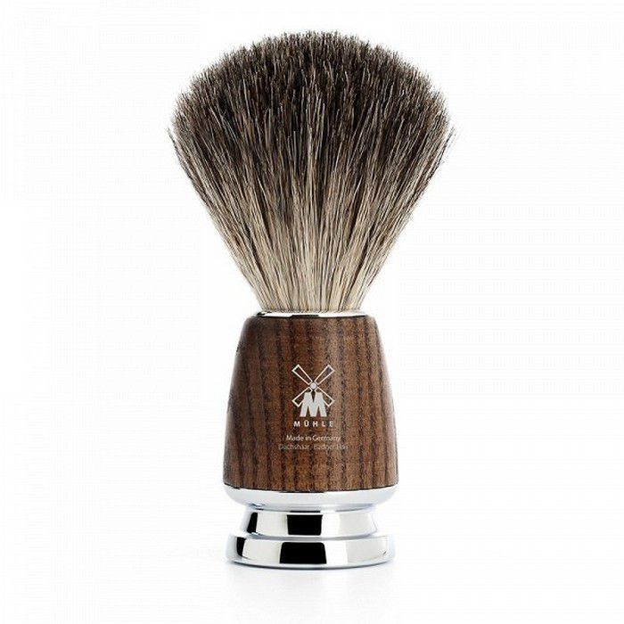 Blaireau de Rasage "Pure Badger" en Bois et Métal - Mühle